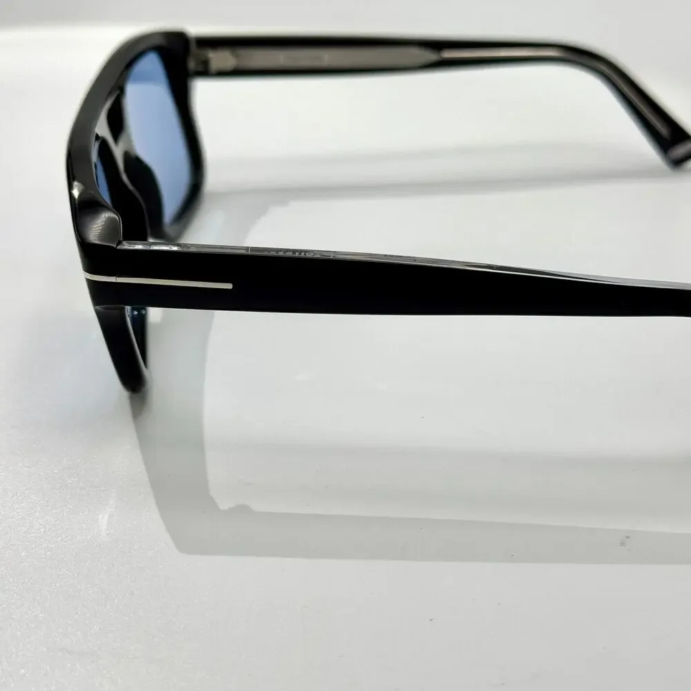 Tom Ford Sunglasses Icon TI0022 01V Black Navigator Frame Blue Lens 53-20-145
